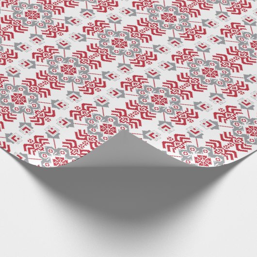 Lettisch Auseklis Folk Art geometrischer Medaillon Geschenkpapier (Ecke)