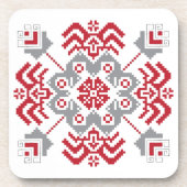 Lettisch Auseklis Folk Art geometrischer Medaillon Getränkeuntersetzer (Vorderseite)