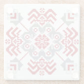 Lettisch Auseklis Folk Art geometrischer Medaillon Glasuntersetzer (Rückseite)