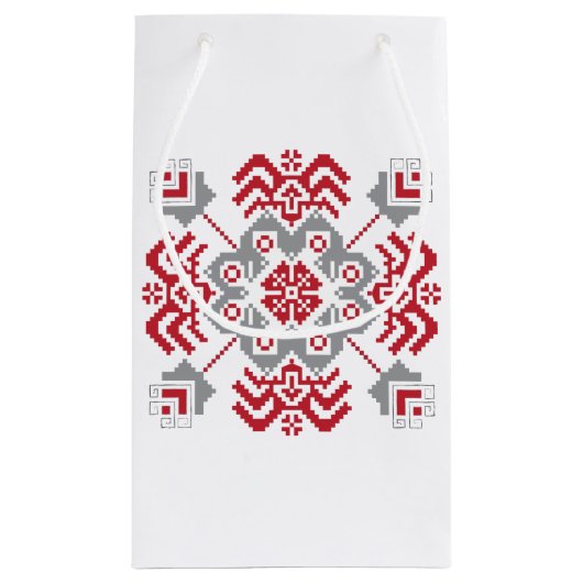 Lettisch Auseklis Folk Art geometrischer Medaillon Kleine Geschenktüte (Rückseite)