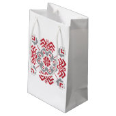Lettisch Auseklis Folk Art geometrischer Medaillon Kleine Geschenktüte (Rückseite Schrägansicht)