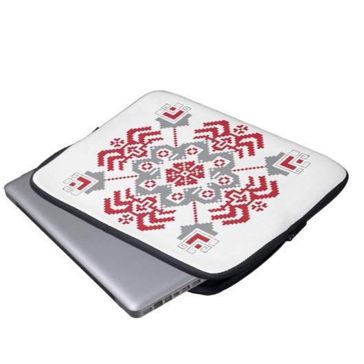 Lettisch Auseklis Folk Art geometrischer Medaillon Laptopschutzhülle (Vorne Knopf)