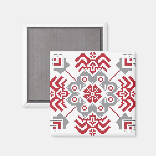 Lettisch Auseklis Folk Art geometrischer Medaillon Magnet (Vorderseite/Rückseite)