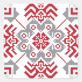 Lettisch Auseklis Folk Art geometrischer Medaillon Quadratischer Aufkleber