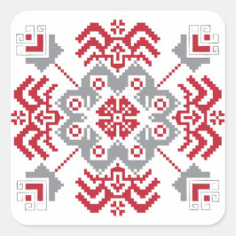Lettisch Auseklis Folk Art geometrischer Medaillon Quadratischer Aufkleber