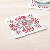 Lettisch Auseklis Folk Art geometrischer Medaillon Rechteckiger Pappuntersetzer (angewinkelt)