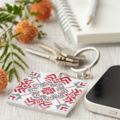 Lettisch Auseklis Folk Art geometrischer Medaillon Schlüsselanhänger (Vorderseite rechts)