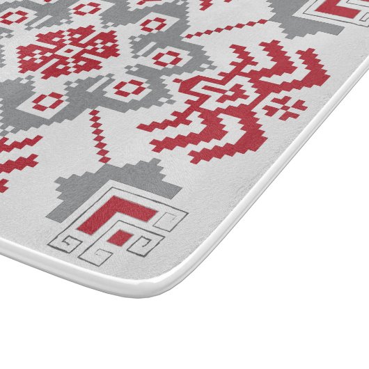 Lettisch Auseklis Folk Art geometrischer Medaillon Schneidebrett (Ecke)