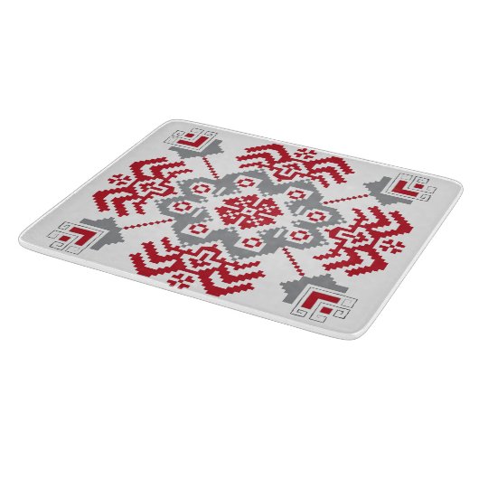 Lettisch Auseklis Folk Art geometrischer Medaillon Schneidebrett (Ecke)