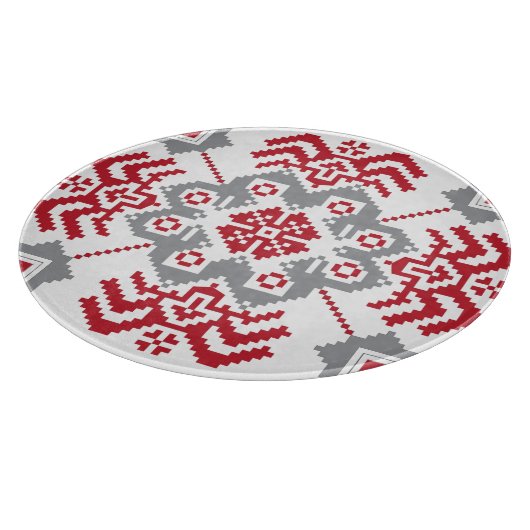 Lettisch Auseklis Folk Art geometrischer Medaillon Schneidebrett (Ecke)