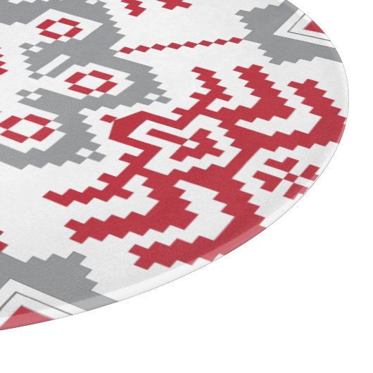 Lettisch Auseklis Folk Art geometrischer Medaillon Schneidebrett (Ecke)