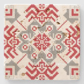 Lettisch Auseklis Folk Art geometrischer Medaillon Steinuntersetzer (Vorderseite)