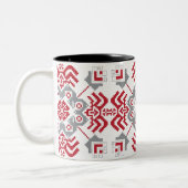 Lettisch Auseklis Folk Art geometrischer Medaillon Zweifarbige Tasse (Links)