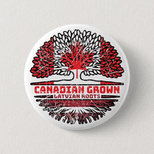 Lettisch Canadian Canada Tree Roots Flag Button (Vorderseite)