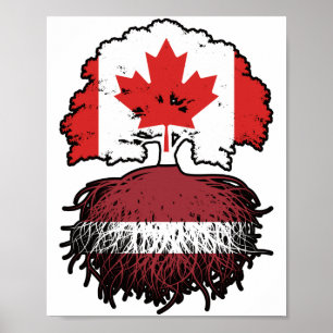 Lettisch Canadian Canada Tree Roots Flag Poster