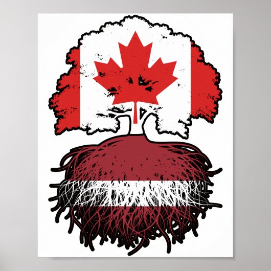Lettisch Canadian Canada Tree Roots Flag Poster (Vorne)