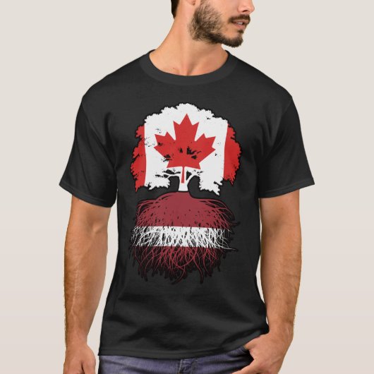 Lettisch Canadian Canada Tree Roots Flag T-Shirt (Vorderseite)