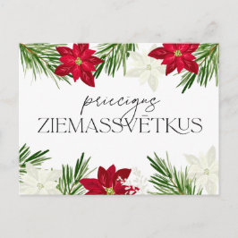Lettisch Christmas Red Poinsettia Ziemassvetki Postkarte