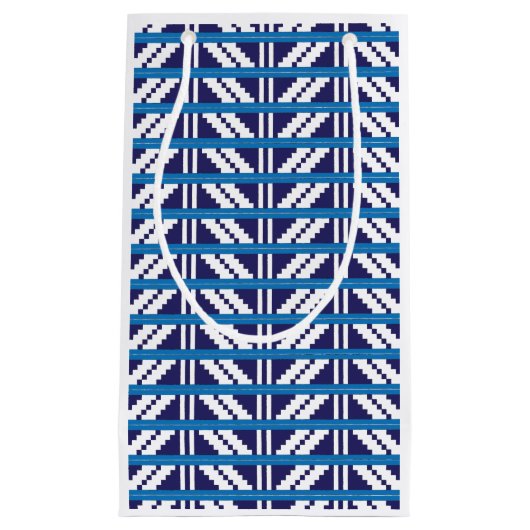 Lettisch-lettische Volkskunst in Blau Kleine Geschenktüte (Vorderseite)