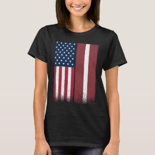 Lettische amerikanische Flaggen Proud USA Lettland T-Shirt