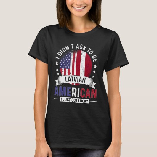 Lettische amerikanische Länder Flaggenstaat T-Shirt (Vorderseite)