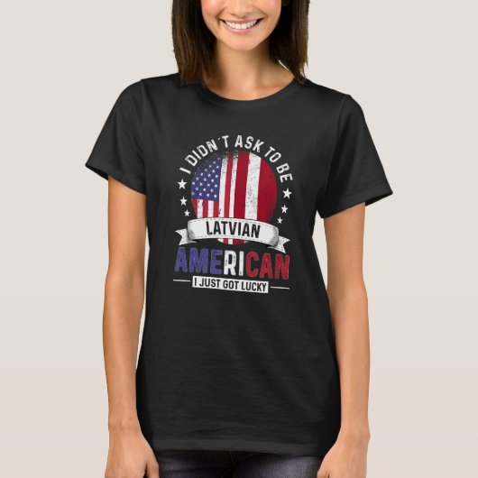 Lettische amerikanische Länder Flaggenstaat T-Shirt (Vorderseite)