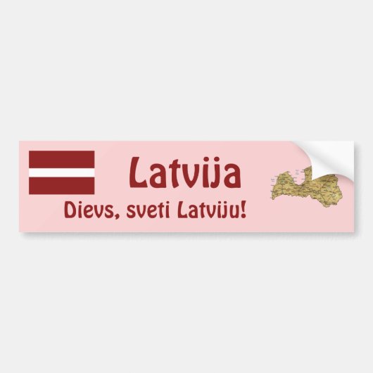 Lettische Flagge + Karte Autoaufkleber (Vorne)