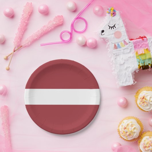 Lettische Flagge Pappteller (Party)