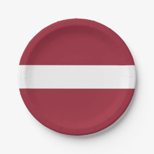 Lettische Flagge Pappteller