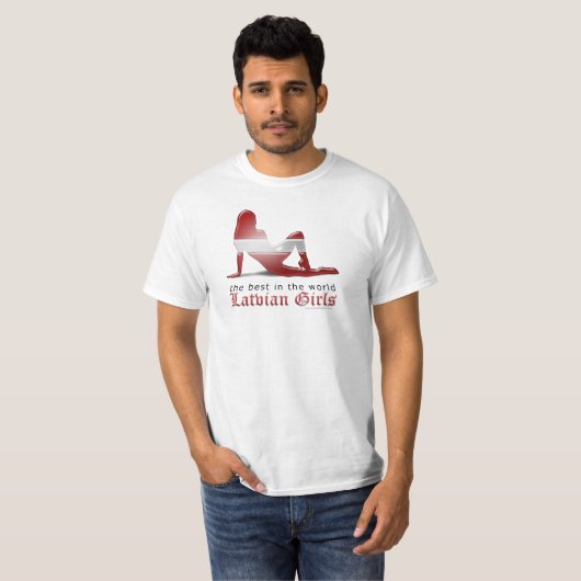 Lettische Mädchen-Silhouette-Flagge T-Shirt (Vorne ganz)