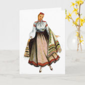 Lettische traditionelle Kostümgrußkarte Karte (Gelbe Blume)