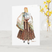 Lettische traditionelle Kostümkarte Karte (Gelbe Blume)