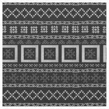 Lettische traditionelle Symbole auf Mudcloth Black