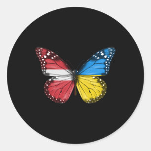 Lettische Ukrainische Flagge Schmetterling Lettlan Runder Aufkleber