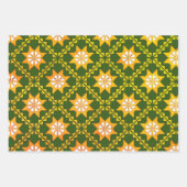 Lettische Vintage grüne Volkskunst Auseklis Muster Geschenkpapier Set (Vorderseite 3)