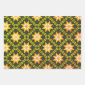 Lettische Vintage grüne Volkskunst Auseklis Muster Geschenkpapier Set (Vorderseite)