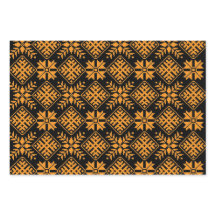 Lettische Vintage Schwarz-, Orange-, Grau-Folk-Kun