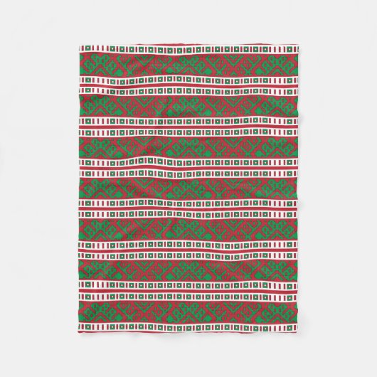 Lettische Volkskunst in grün und rot Fleecedecke (Vorderseite)