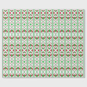 Lettische Volkskunst in Grün und Rot Geschenkpapier (Flach)