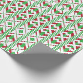 Lettische Volkskunst in Grün und Rot Geschenkpapier (Ecke)