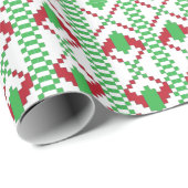 Lettische Volkskunst in Grün und Rot Geschenkpapier (Rolleneckpunkt)