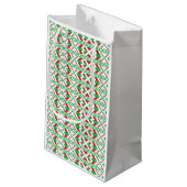 Lettische Volkskunst in Grün und Rot Kleine Geschenktüte (Rückseite Schrägansicht)