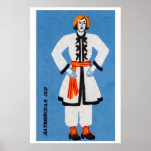 Lettischer Mann Streichholzschachtel-Kunst Druck, Poster