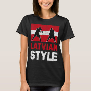 Lettisches Boxen Vintage Lettland Flagge Lettische T-Shirt