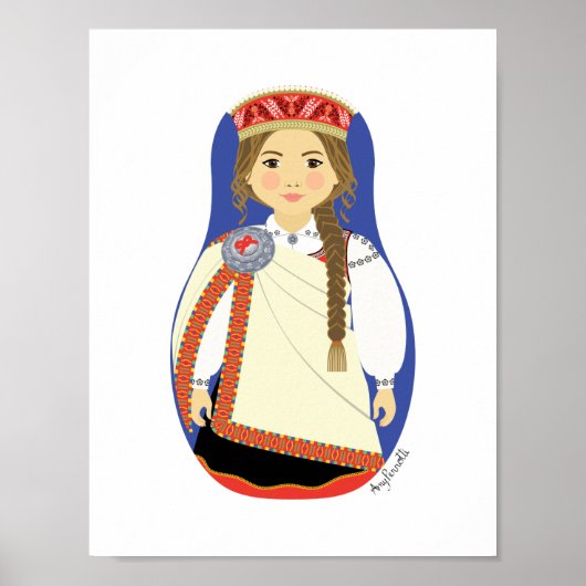 Lettisches Brünettes Matryoshka-Poster Poster (Vorne)