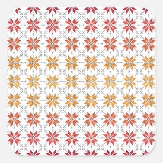 Lettisches Morning SUN geometrisches Muster IV Quadratischer Aufkleber (Vorderseite)