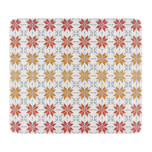 Lettisches Morning SUN geometrisches Muster IV Schneidebrett (Vorderseite)