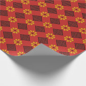 Lettisches Vintag-orange-schwarzes Folkloremuster Geschenkpapier (Ecke)