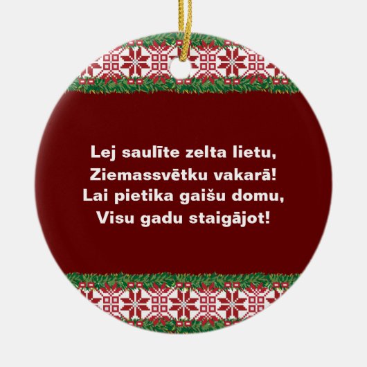 Lettisches Weihnachtsvolk Song I Tautasdziesma Keramik Ornament (Vorne)
