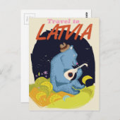Lettland Cartoon Vintage Reiseplakat Postkarte (Vorne/Hinten)